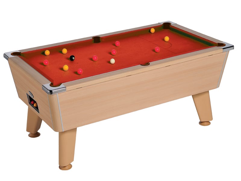 Omega Pool Table: Oak - Cherry Red cloth